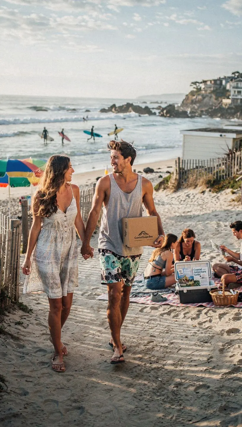 Фотография тематического набора для путешествий по США с картой, журналом и сувенирами.